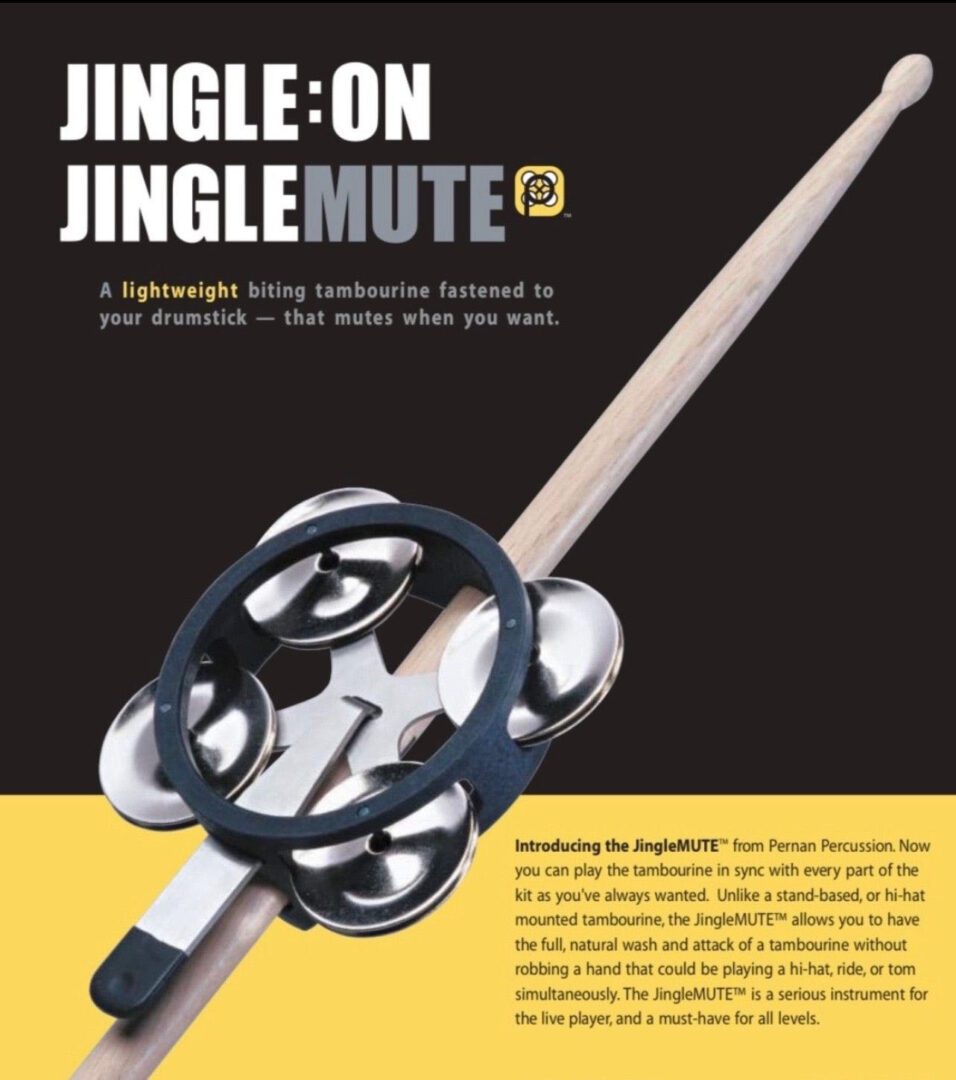 A poster of a musical instrument with the words " jingle on jingle mute ".